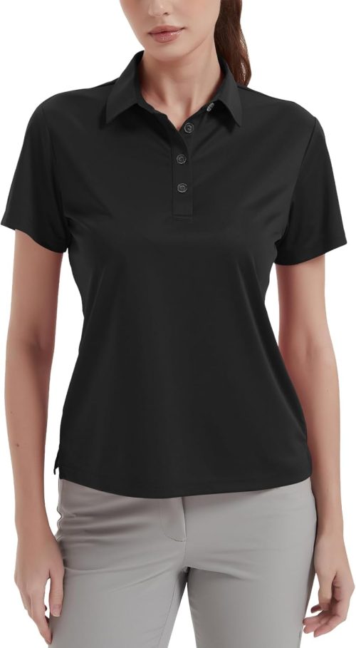 Women's Polo Shirts UPF 50+ Casual Work Quick Dry 4 Buttons Short Sleeve Collared Golf Shirt XS-4XL