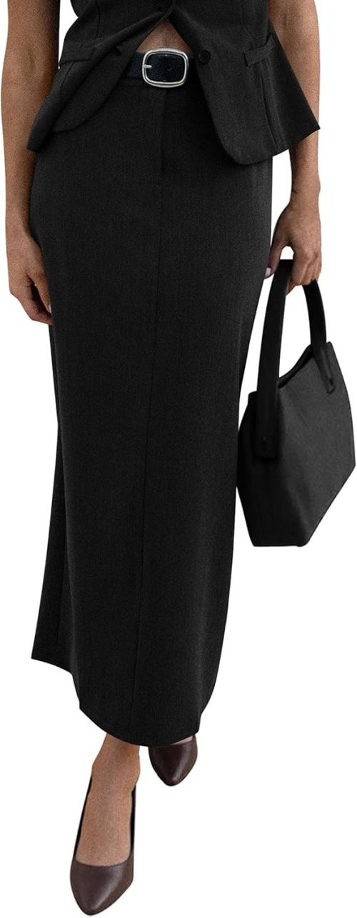 Women's 2025 Fall Maxi Pencil Skirt High Waisted Slit Work Office Trendy Long Skirts Business Casual Outfits