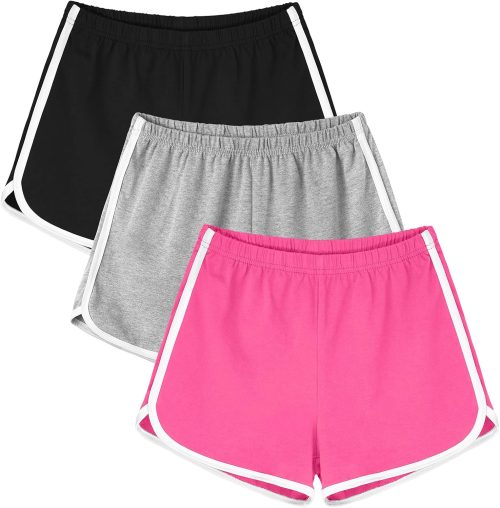 3 Pack Women Cotton Sports Shorts Athletic shorts Yoga Dance Summer Short Pants