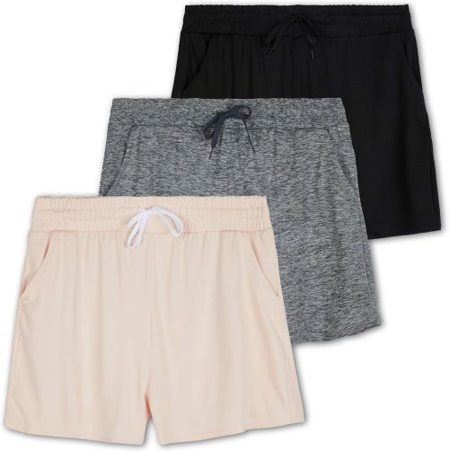 3 Pack: Athletic Lounge Shorts for Women - Casual Sweat Shorts with Pockets (Available in Plus Size)