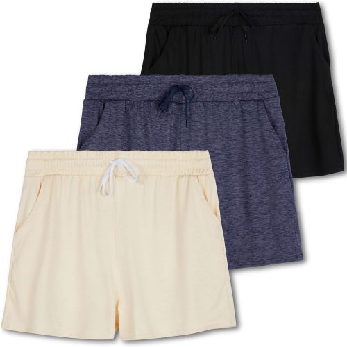3 Pack: Athletic Lounge Shorts for Women - Casual Sweat Shorts with Pockets (Available in Plus Size)