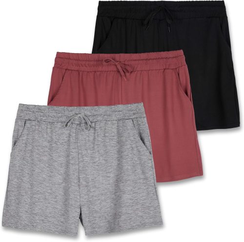 3 Pack: Athletic Lounge Shorts for Women - Casual Sweat Shorts with Pockets (Available in Plus Size)